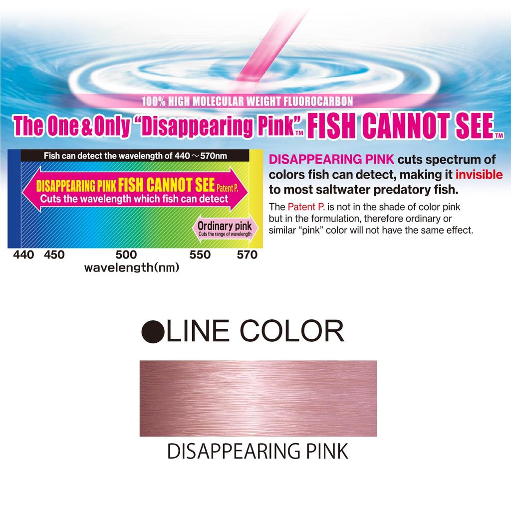 Fluorocarbon Line Carbon Fluoro Leader 30YDS 12Lbs Pink YO-ZURI H.D. Color
