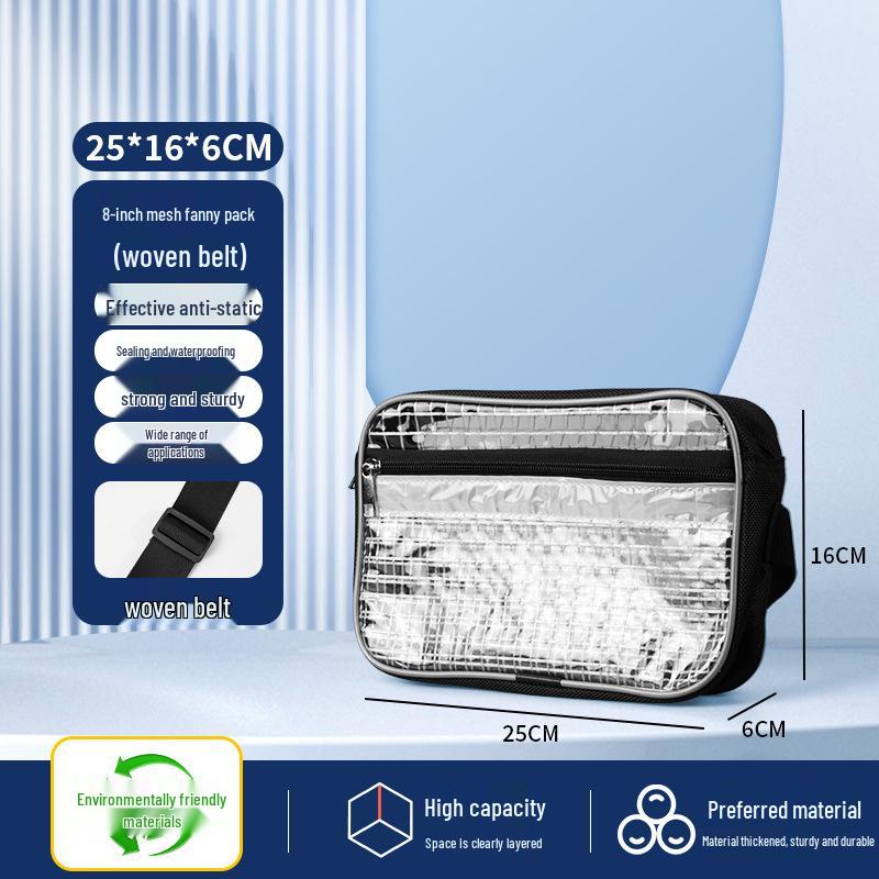 

17-Inch Black Transparent Antistatic PVC Dust-Free Backpack, Lightweight & Spacious, Unisex