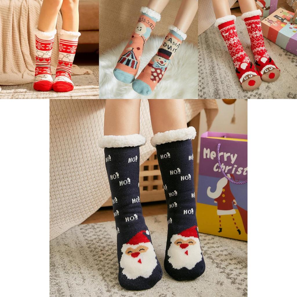 Festliche Weihnachts-Hausschuhe mit weichem Faux-Fleece-Futter und Grippsohlen