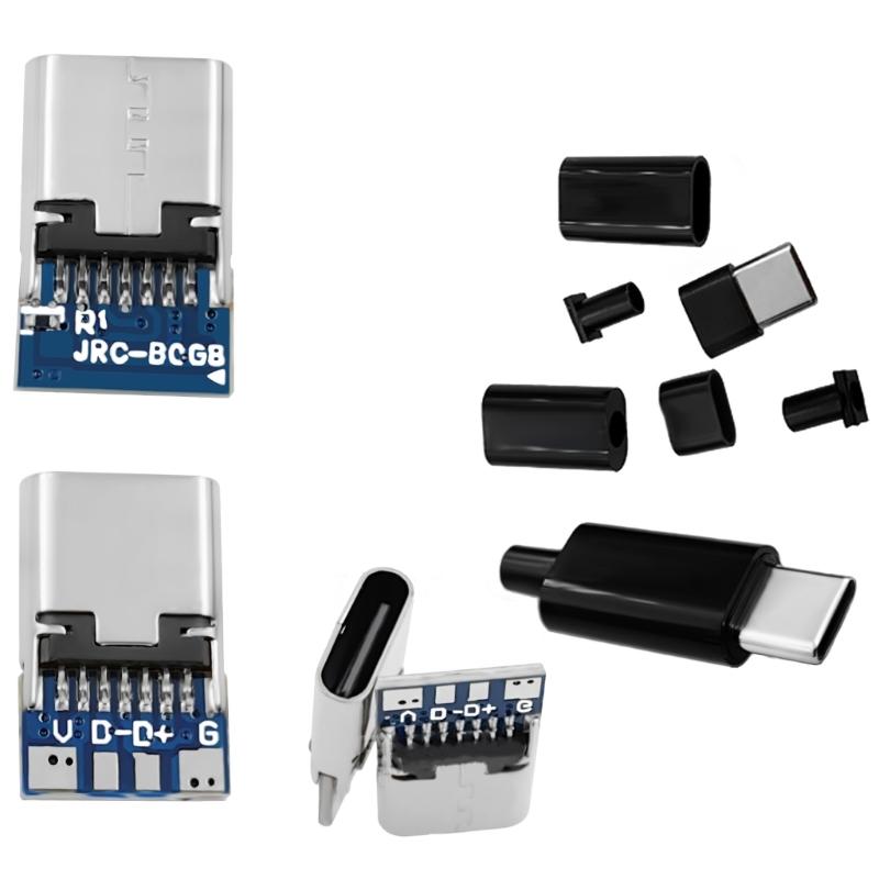 14Pin TypeC Female Port 4 Contacts Pad Integrated Resistors Female Plugs Sockets for Electronics Prototyping DIY Projects