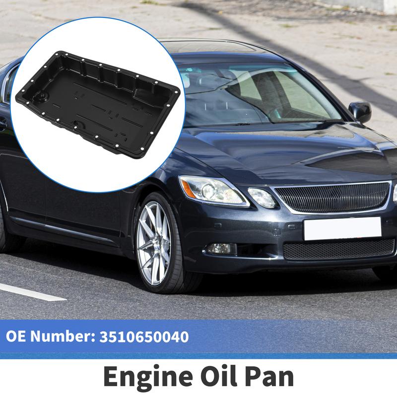UXCELL No.3510650040 Engine Oil Pan Oil Pan Sump Transmission Oil Pan for Toyota for Lexus GS350 2007-2011 Steel Black