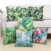 Green Plants and Flowers Cotton and Linen Pillow Customized Linen Car Pillow Sofa Pillow Cover Home Decoration