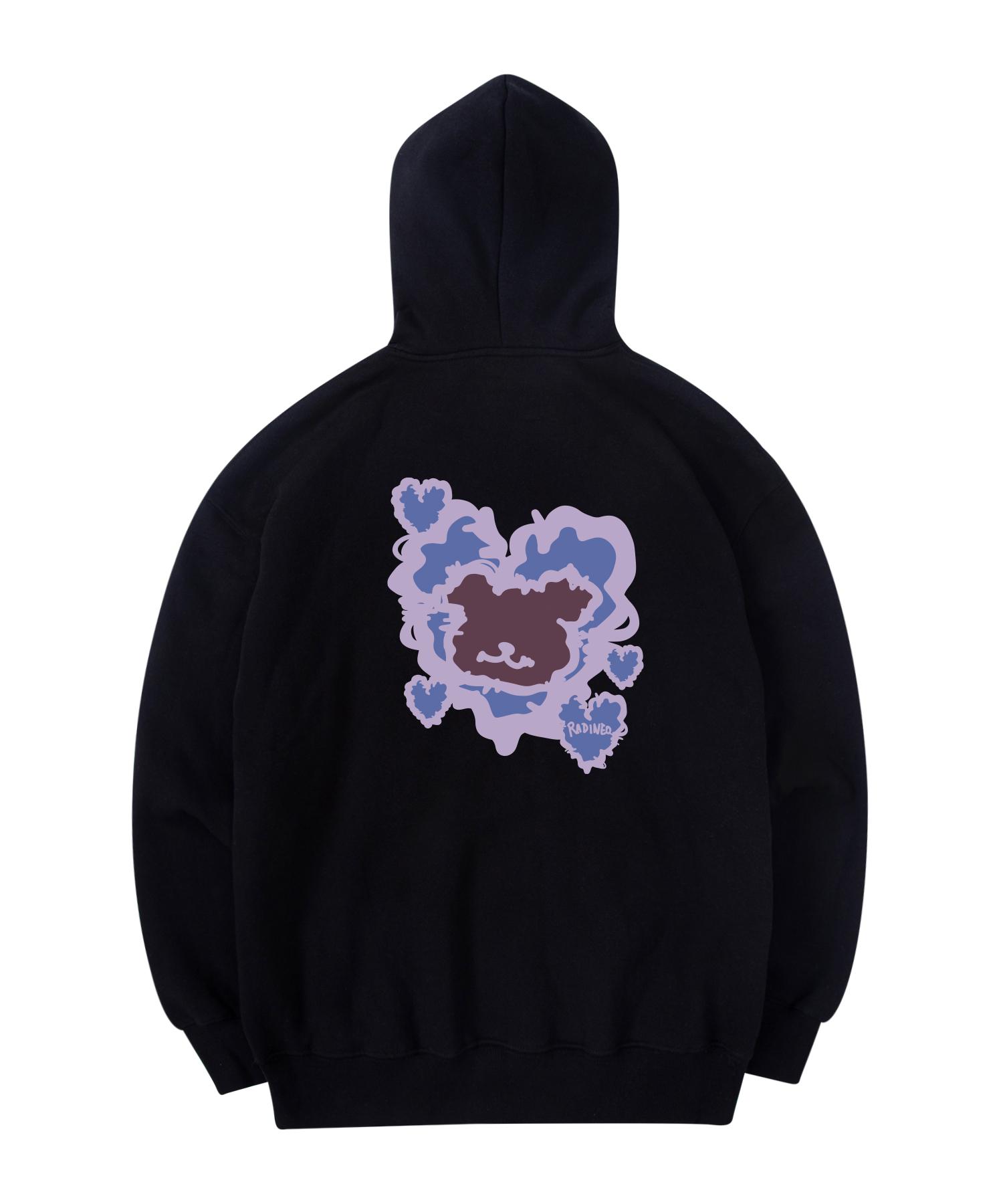 Radineo Fluffy Heart Bear Hoodie Black L