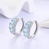 Simple Natural Octagonal Sky Blue Topaz Clasp Earrings 925 Sterling Silver Exquisite Fine Jewelry for Women's Anniversary Gifts