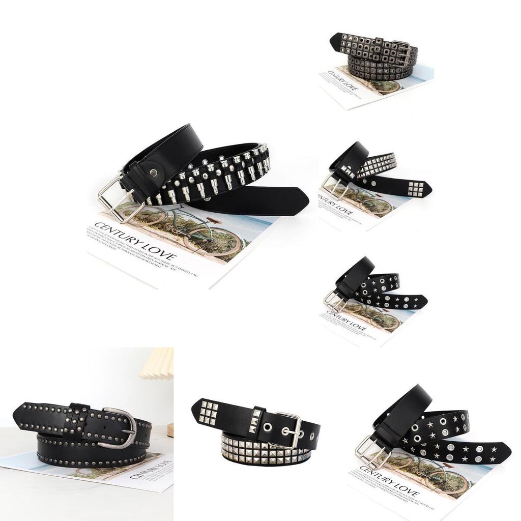 Punkinspired Wide Leather Belt With Alloy Buckle For Casual And Business Outfits