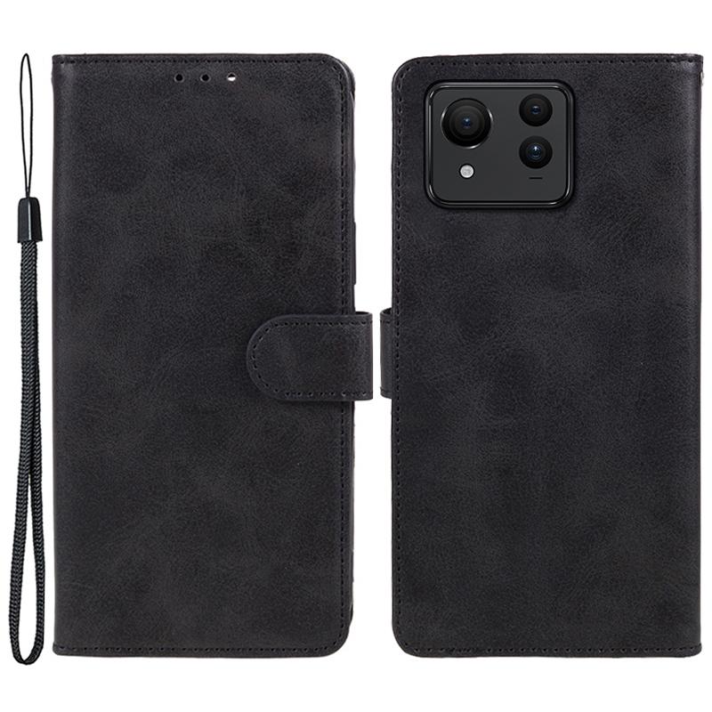 

Для Asus Zenfone 11 Ultra 5G Чохол Шкіряний чохол з текстурою теляти з картхолдером-підставкою Black