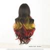Colorful Highlighted Long Curly Wig 28 Inch Black Red Gold Curtain Bangs Festival Party Synthetic Full Cap Wig for Women