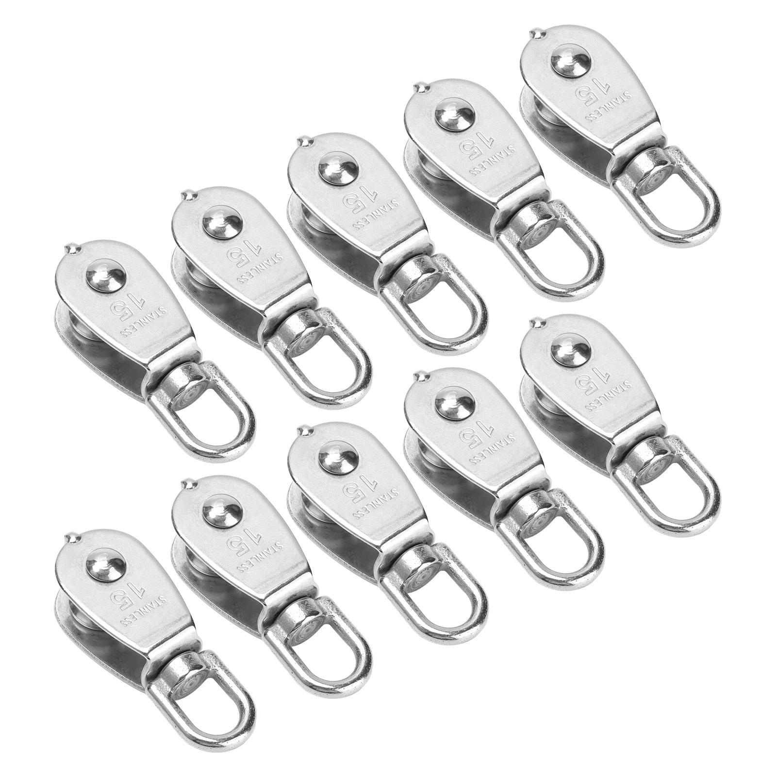 10 Pièces Poulie Simple Bloc Grue Acier Inoxydable Câble d'Acier Crochet de Levage Roue de Remorquage Suspendue