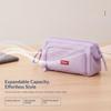 1Pcs Minimalist Student Creative Stationery Storage Bag Large Capacity Pencil Case With Pen Holder Label