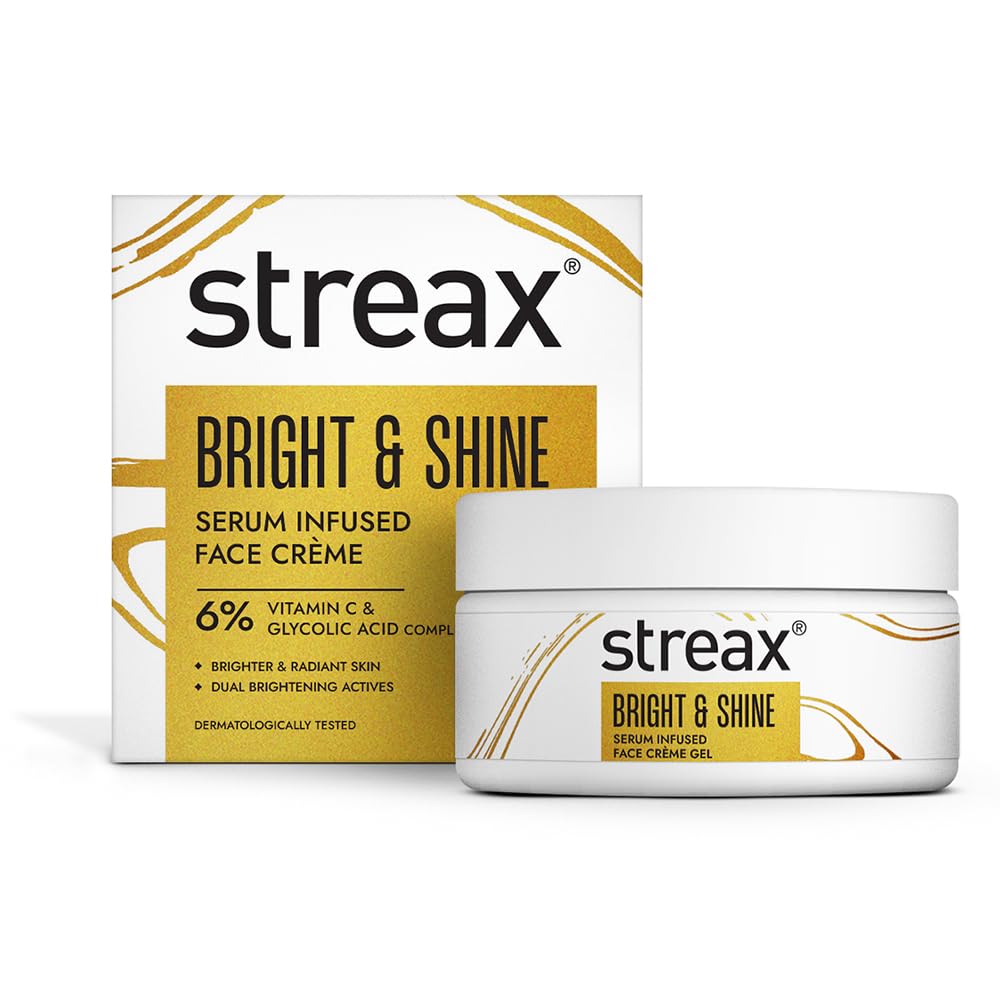 Streax Bright & Shine Face Cream Gel 50gm for Hydration Radiance and Skin Brightening Daily Use