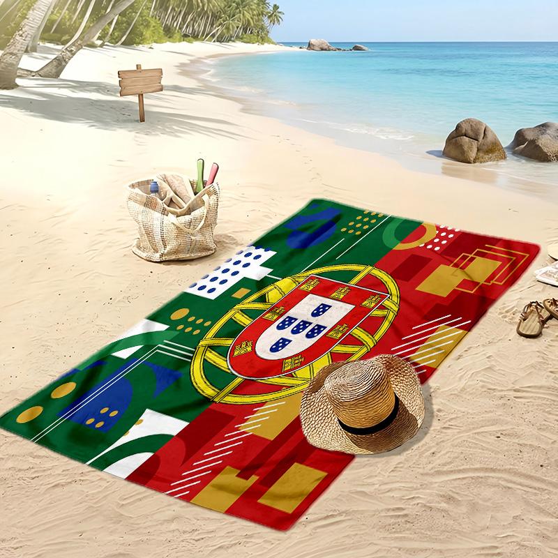 Portugal Football Print Beach Towel Quick Dry Super Absorbent Soft Bath Towel for Swimming Beach Travel Fan Souvenir Gift