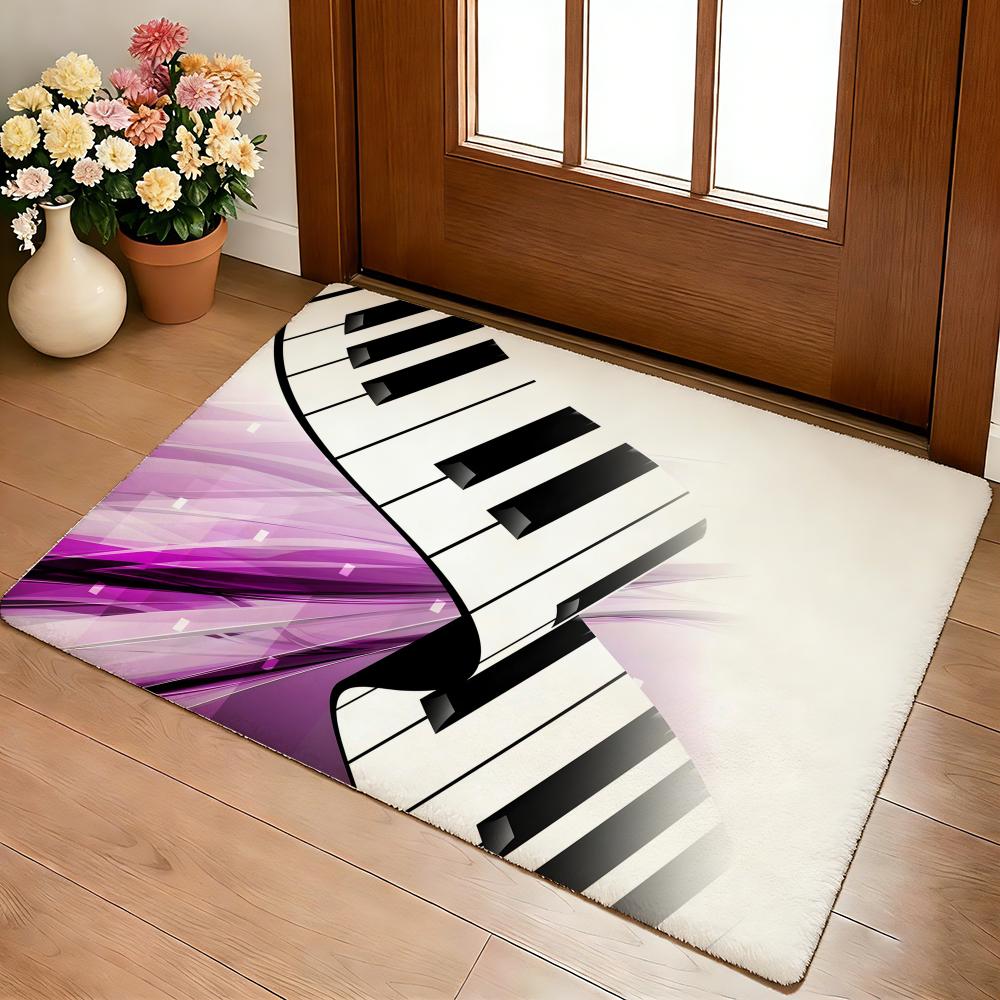 Muzieknoot Piano Patroon Vloermat Gezellige Flanel Zacht Dik Antislip Mat Voor Woonkamer Slaapkamer Keuken Decor Vloerkleden