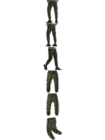 2024 Spring/Summer Men's Fashion Casual Solid Color Cargo Pants 8017 Plus Size