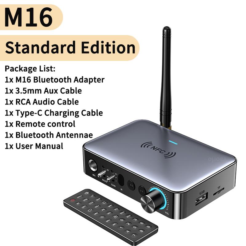 Odbiornik audio Bluetooth M16 Nadajnik NFC 3,5 mm AUX 2RCA U-Disk TF 6,5 Mikrofon Współosiowy DSP Dekodowanie Muzyka HIFI Bezprzewodowy adapter