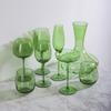 Medieval Glass Cups with Edged Green Goblet Household Crystal Glass Wine Glasses Champagne Cocktail Whiskey Ice Cream Beer Cup