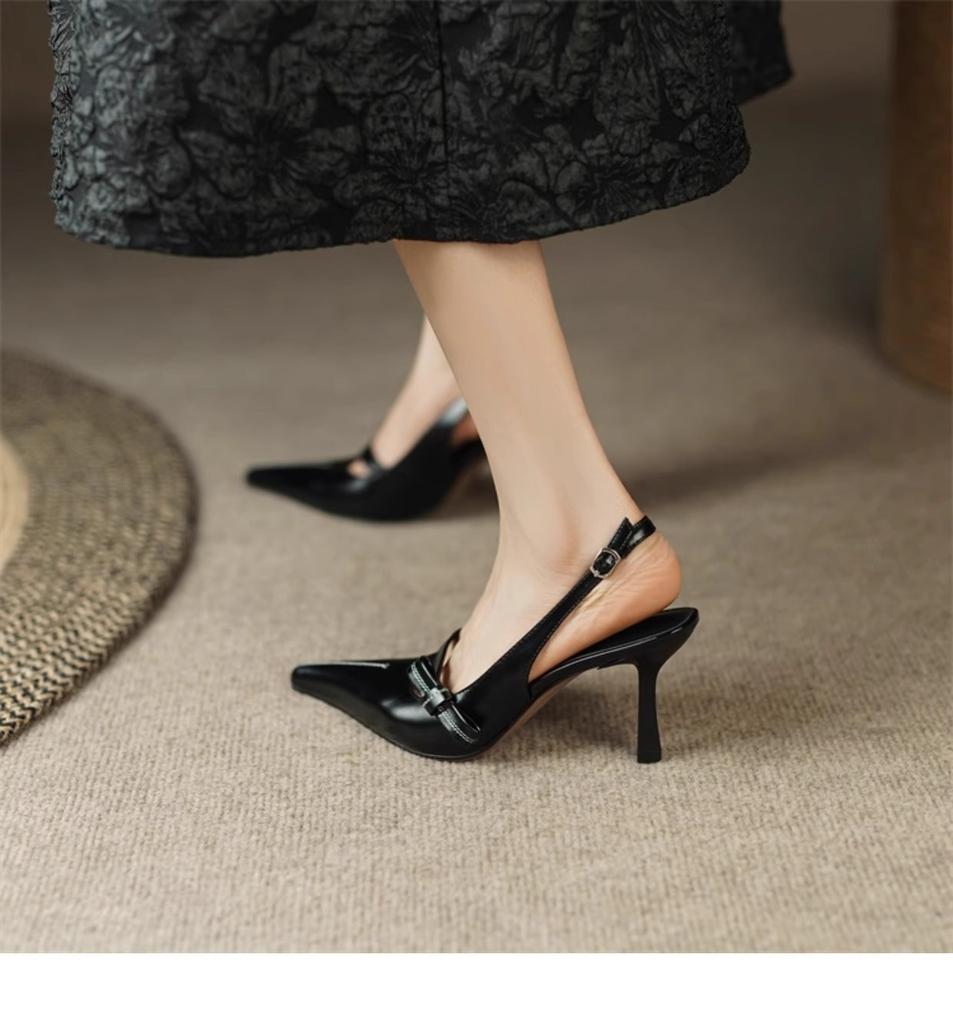 High heels women's summer stiletto 2025 new French temperament design sense niche empty single shoes bag head sandals