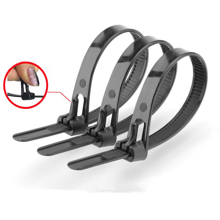 100Pcs Black Nylon Cable Ties Wire Line Fixed Fastener Zip Straps Tie Wraps 30cm