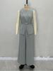 European & American Solid Color Sleeveless Top and High Waist Wide-Leg Pants Two-Piece Women's Set