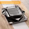 Stainless Steel Flat Bottom Baking Tray with Mesh Set Square Barbecue Plate with Cooling Rack Drip Pan Baking Plate