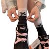 Lolita-Socken im Ballettstil, Spitzenborte, Süße Mid-Calf-Damensocken, Vielseitige Schleife, Baumwollsocken, Frotteesocken