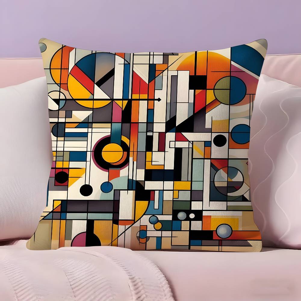 Abstract Painting PPiet Mondrian Art Pillow Case Ultra Soft Skin Friendly Fabric Cloud Like Comfort Concealed Zipper