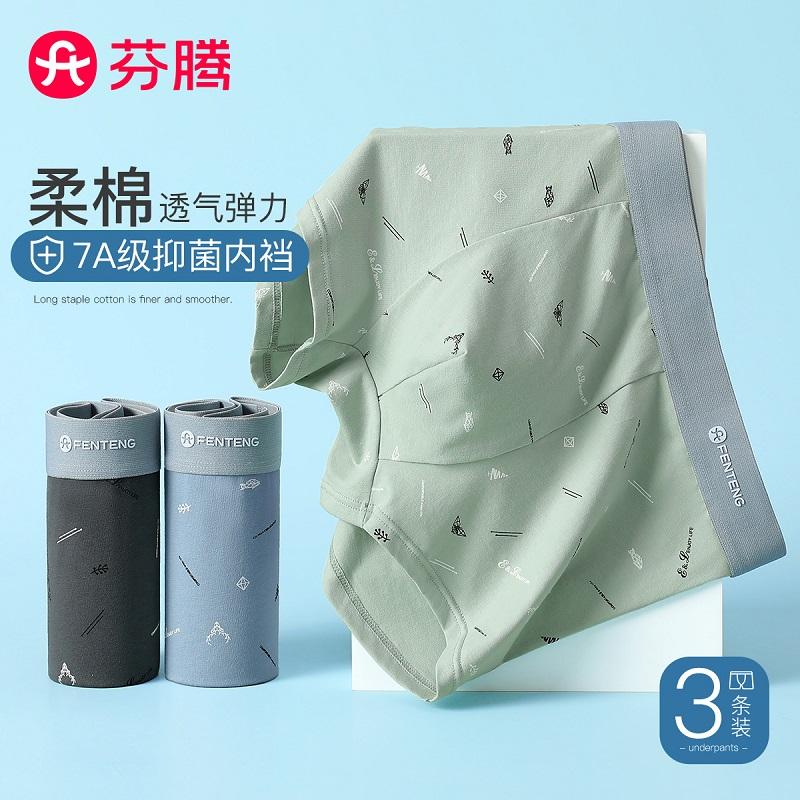 Fenteng 3-Pack Soft Cotton Stylish Printed Men's Flat Corner Underwear