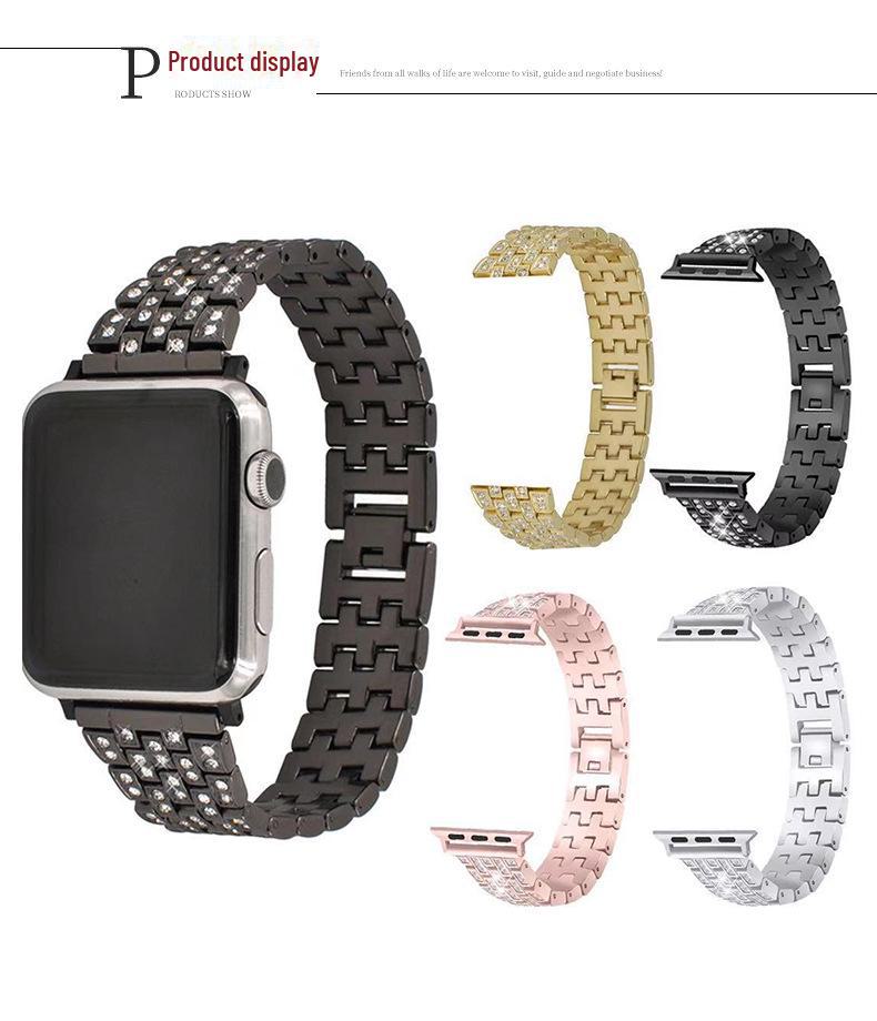 Full Diamond Alloy Watch Strap for Samsung S3, Huawei GT2, Apple Watch 8, and iWatch
