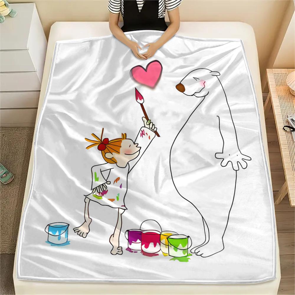 1PC Coco-chan Print Flannel Blanket, High quality All Seasons, Home Decor, Warmth and Comfort, Perfect for Christmas Gifts