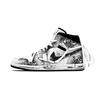 Air Jordan 1 Cloud Step Black Coverage High Top Vintage Basketball Shoes Unisex Black White DQ8426-132(Team998-)