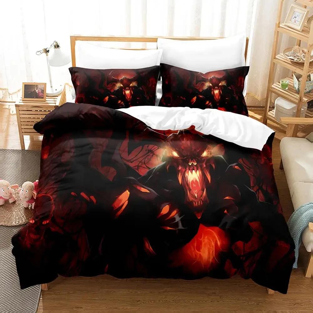 

Dota 2 Bedding Set Single Double Queen King Size Duvetcover Anime Bedclothes For Adults Quilt Cover Pillowcase EU single(135x200cm)