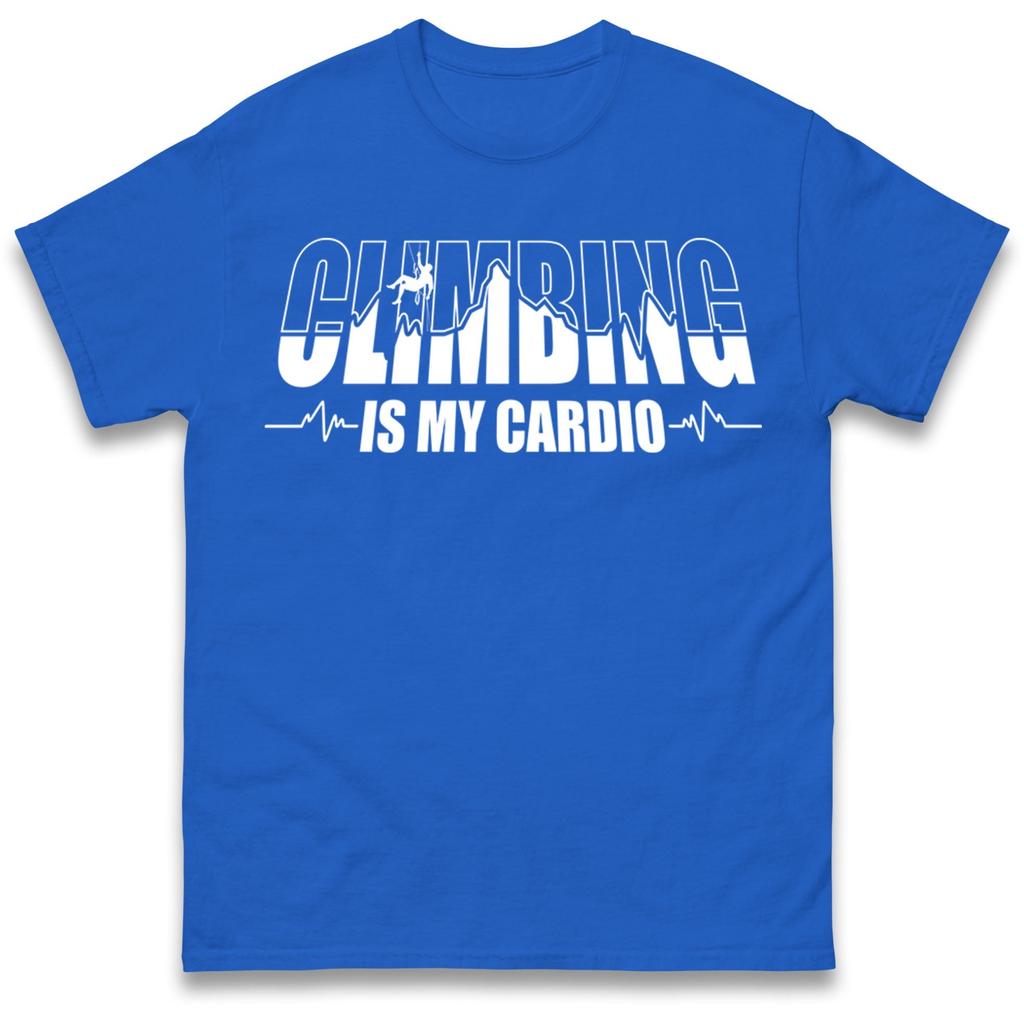 Funny Climbing Is My Cardio Sports Tshirt Unisex Rock Climber Gift Loose Fit Casual Daily Wear Cotton Short Sleeve Shirts