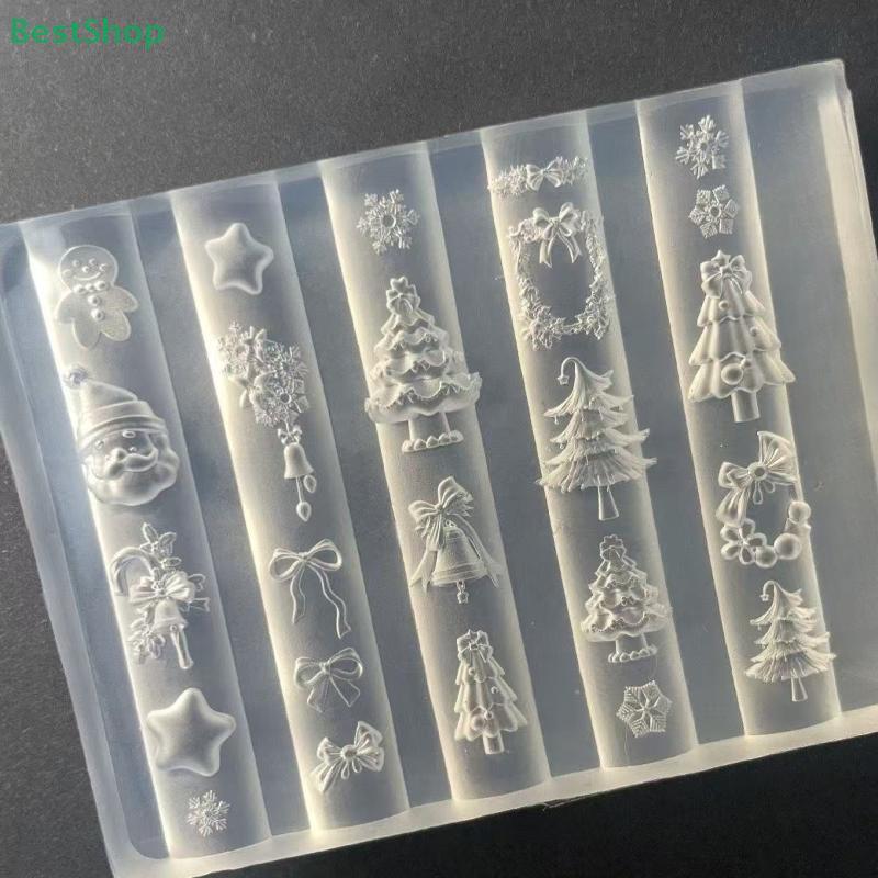 Christmas Series(Christmas Tree Snowman Gingerbread Man ) 3D Nail Art Silicone Molds,DIY Transparent Manicure Decor Templates