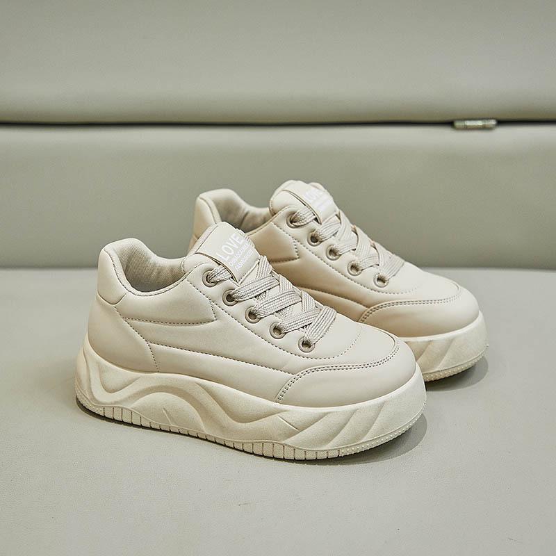 

Весенние корейские белые кроссовки на платформе для женщин 2025 года — модная повседневная спортивная обувь XW223 40