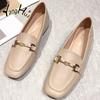 British Style Square Thick Heel Loafers Pumps 2024 New Fashion Khaki Casual Round Toe Women's Shoes Mary Janes Spring Autumn