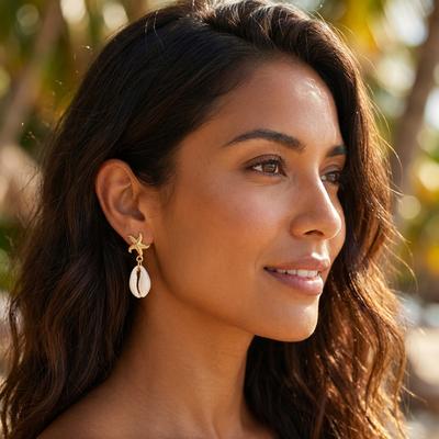 Bohemia Starfish Shell Dangle Earrings for Women Summer Beach Resin Conch Drop Earring Beach Party Jewelry