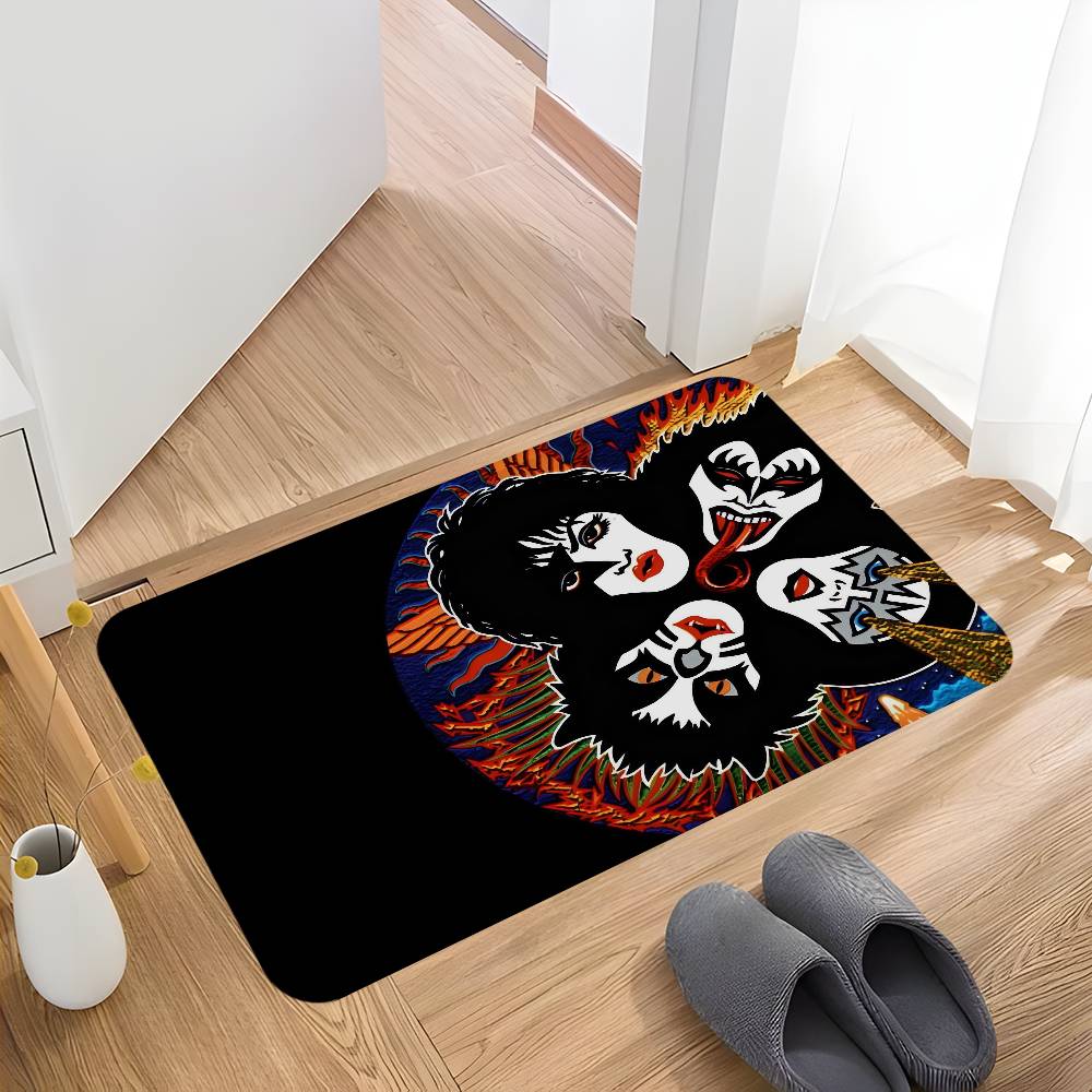 K_Kiss Band Hallway Carpet Washable Non-Slip Living Room Sofa Chairs Area Mat Kitchen Doormat Area Rug