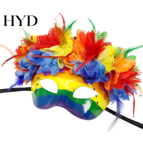 Maschera Carnevalesca Piumata Mardi Gras per Uomini Donne, Colorata Arcobaleno Mascherata Feste Veneziane Ballo di Fine Anno, Carnevale, Costume Cosplay di Halloween