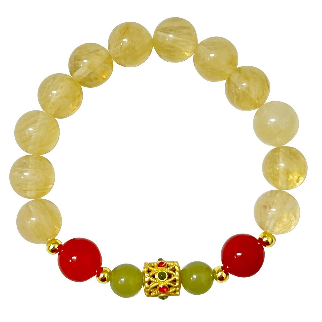 Natural Stone Beaded Bracelets for Women Semi-Precious Gemstones 10mm Round Beads Chalcedony Bangle Beading Jewelry Gifts