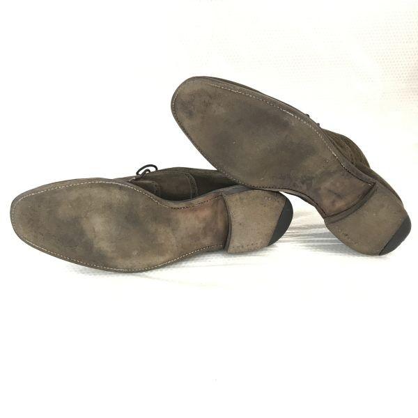 PRAESES New York 80s-90s British Suede Leather Goodyear Welt Full Brogue Wingtip Shoes Size 11F 29.0-29.5cm Brown(USED)