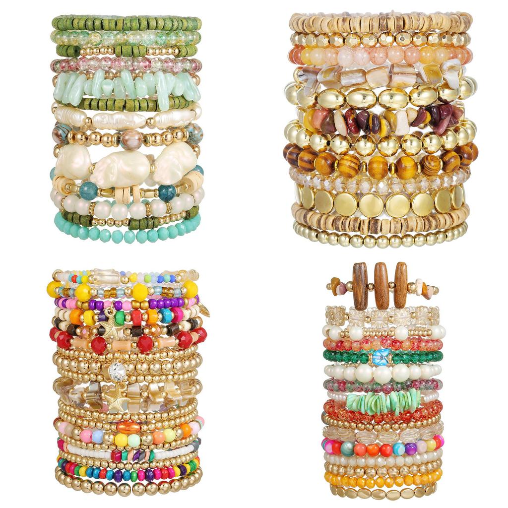 Geometric Multilayer Hand Chain With Crystal And Pearllike Beads For Fashion Enthusiasts