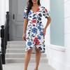 Beach Dresses For Women Spring Summer Elegant Wrap V Neck Floral Boho Dress Flowy Ruched Hawaiian Maxi Dress