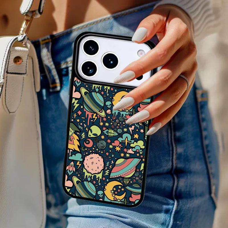 Cartoon Alien Phone Case For iPhone 17 Air 14 15 13 12 Max Cover For Apple 14 15 16 16e 11 Pro Max Plus Coque