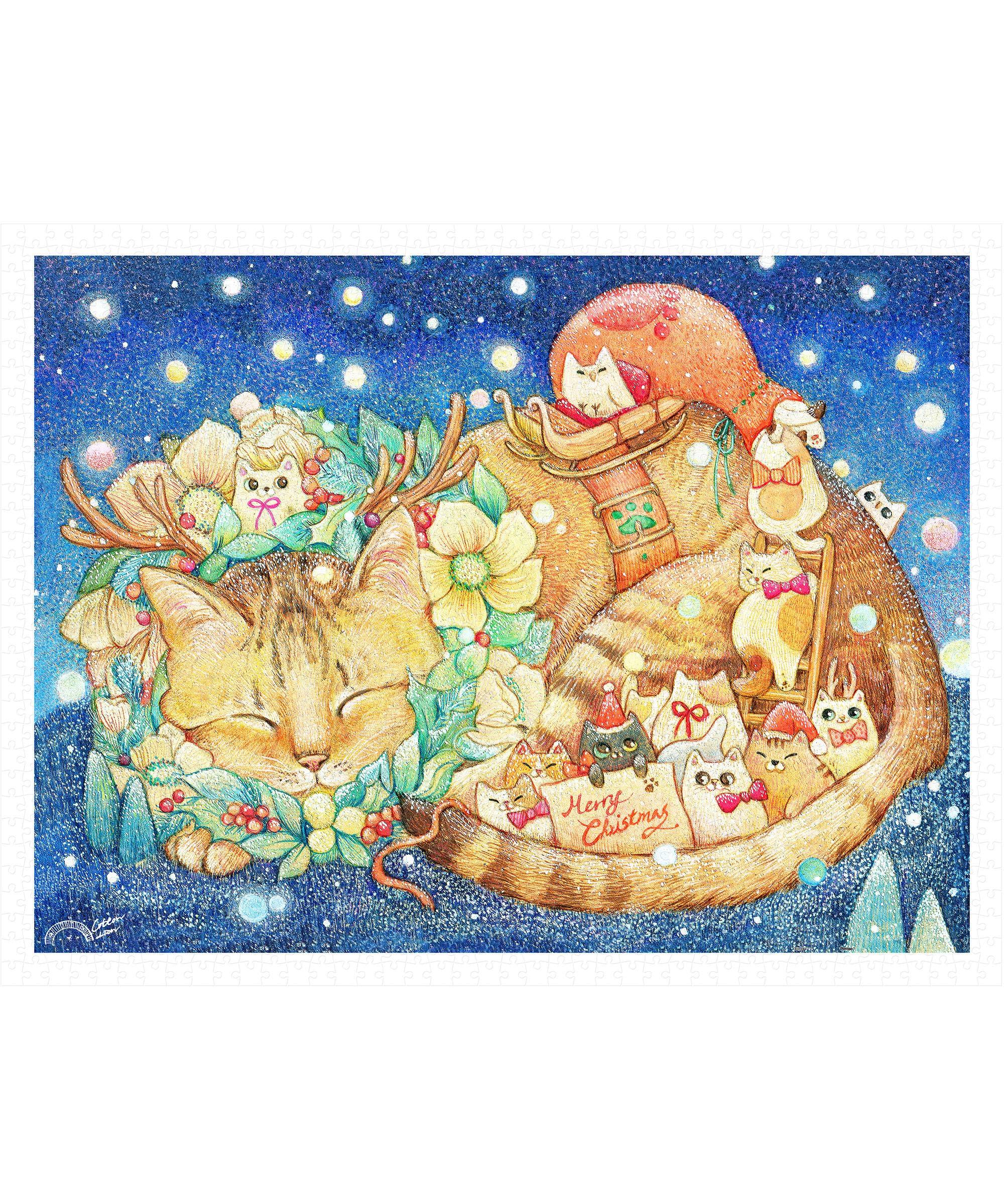 

Pintoo plastic jigsaw puzzle Lion Cats on Christmas x 59 no clicks into place 1200-piece [Cotton - Night] (45 cm) - Adult-level, challenging,