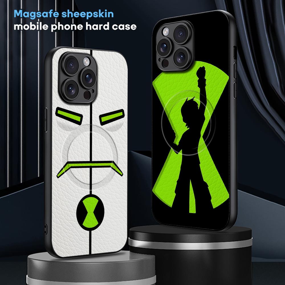 Ben 10 classic cartoon fashion pattern Phone Case For iPhone 16 15 14 13 12 11 Plus Pro Max High-end Luxury Magsafe Sheepskin