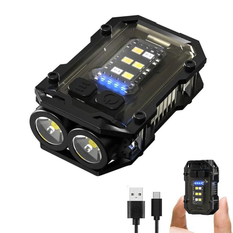 Portable Mini Keychain Light LED High Bright Flashlight Dual Lights Outdoor Camping Fishing Multi-functional EDC Mini Torch Lamp