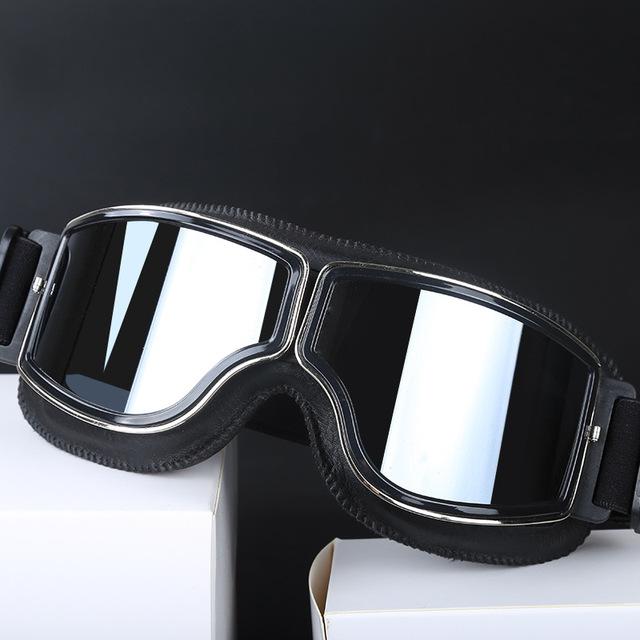 Motorcycle Glasses Windproof Motorcycle Helmet Glasses Sunglasses Retro Universal Folding Leather Retro Motorcycle Accessories