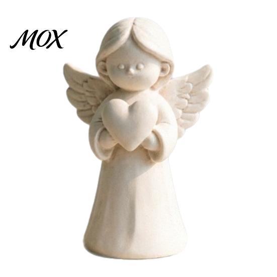 Tabletop Ornament for Photography 3D Printed Angel Heart Statue, White Resin Praying Figurine Unique Anniversary Gift Friends Living Room Bedroom,