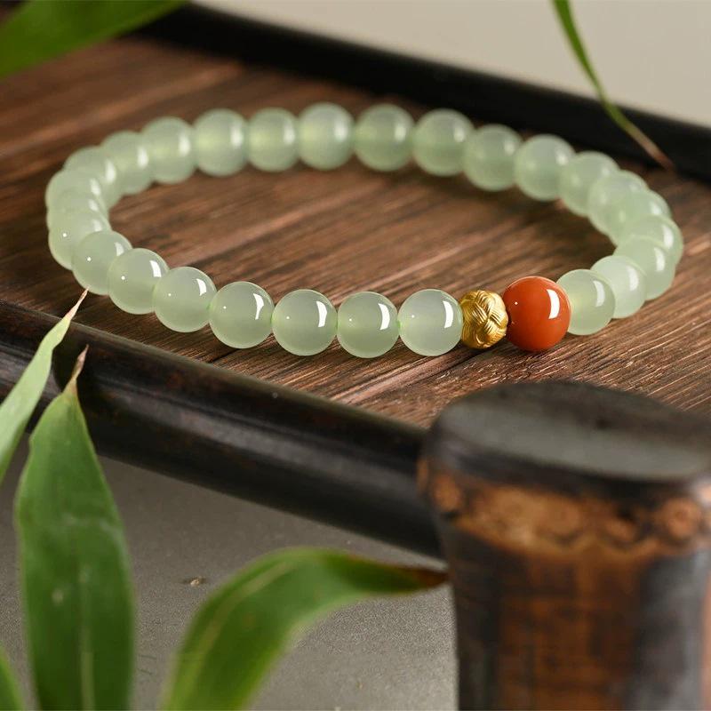 Hetian Jade & Red Agate Bracelet - Chinese Style Jewelry for Women