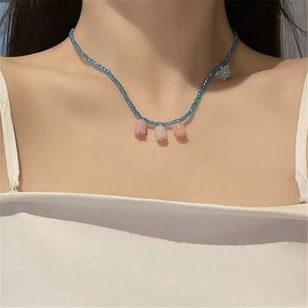 2024 Niche Design Dopamine Color Pearl Choker for Women - Summer Clavicle Chain
