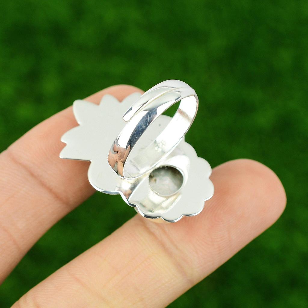 Sterling Silver Natural Biwa Pearl Ethnic Multi Stone Wedding Bezel Ring Jewelry